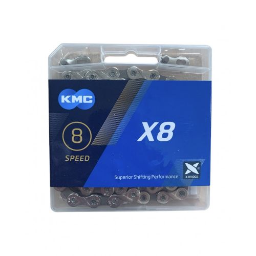 ЛАНЦЮГ 8 ШВ. 114 ЛАНОК КМС X8 SILVER/GRAY З ЗАМКОМ NEW BOX
