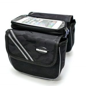 ВЕЛОСУМКА НА РАМУ BRAVVOS QL-200 ЧОРНИЙ КАМУФЛЯЖ З ВІДДІЛЕННЯМ ДЛЯ СМАРТФОНА AM (БРЕНДОВАНЕ ПАКУВАННЯ)