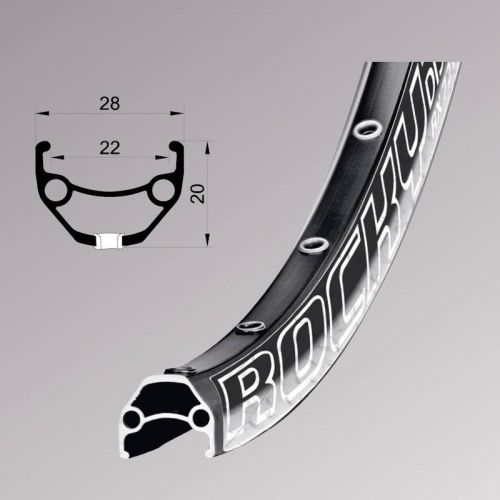 ОБІД REMERX ROCKY 22 RX 3022, 26'', 559X22, 36 ОТВ., AV, ПІСТОНОВАНИЙ, ЧОРНИЙ АНОДОВАНИЙ, E-BIKE