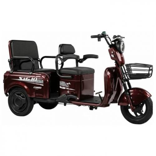 ТРИЦИКЛ CORSO «SIG-10 MAX» SM-302088, ДВИГУН 1200W, АКУМУЛЯТОР 72V 36AH ГРАФЕНОВИЙ, КОРИЧНЕВИЙ + 1 ЯЩИК. АКУМ, КОЛЕСА 10"
